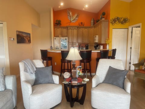 Open Kitchen & Living Room in between 2 Bdrms on the left & the Master Bdrm on R