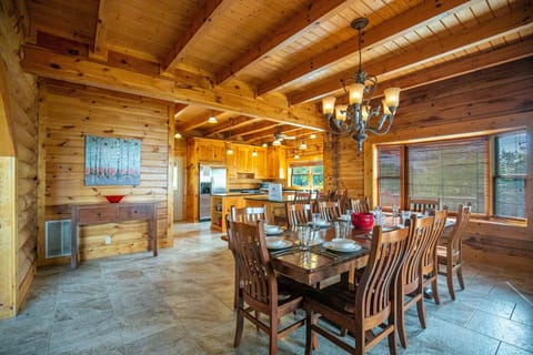 Fully stocked kitchen and dining area