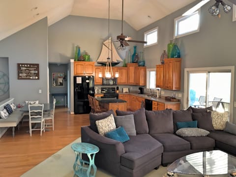 Kitchen seats 11 with two additional outdoor table/seating areas.