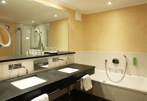 Hair dryer, bathrobes, slippers, towels