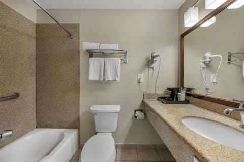 Standard Room, 2 Queen Beds, Non Smoking, Refrigerator | Bathroom | Combined shower/tub, free toiletries, hair dryer, towels