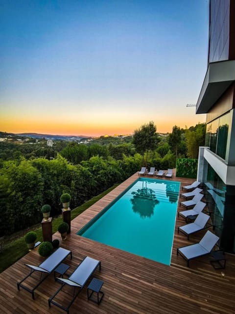 Indoor pool, outdoor pool, sun loungers