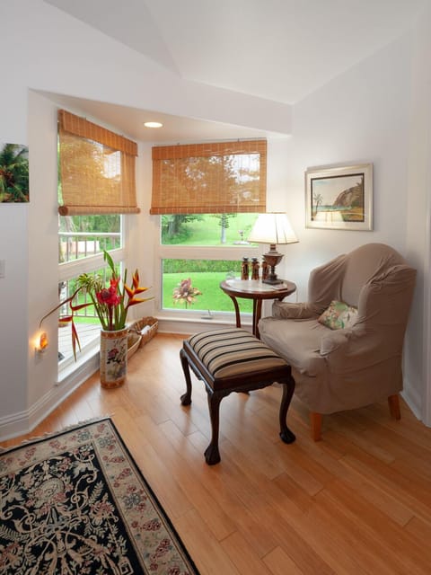 The sun-soaked reading nook in the corner of the downstairs bedroom is a great spot to spend a quiet morning curled up with book, or to catch a few minutes of afternoon peace and quiet!