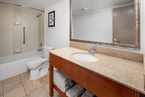 Deluxe Suite, 1 King Bed with Sofa bed, Non Smoking | Bathroom | Combined shower/tub, eco-friendly toiletries, hair dryer, towels