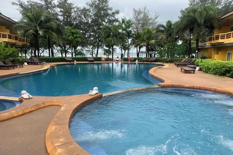 Outdoor pool, pool umbrellas
