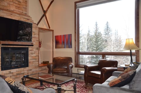 Living Room - Vaulted Ceilings, Working Fire Place, HDTV, Views of the Mountain