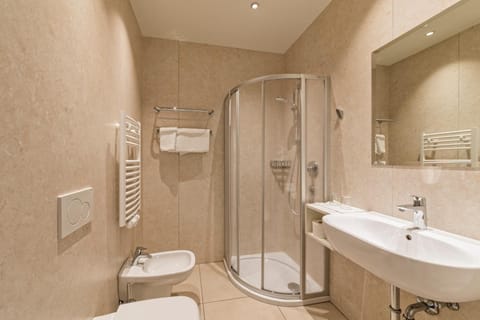 Free toiletries, hair dryer, bidet, towels