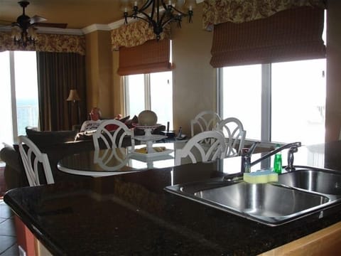 view from kitchen area - you can see the water