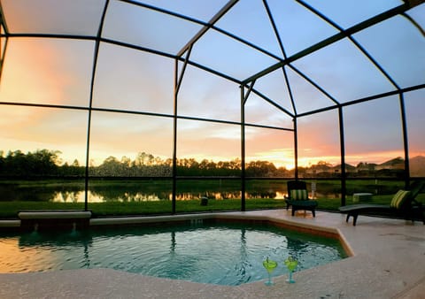 Outdoor pool, sun loungers
