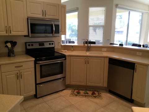 Kitchen with water view.