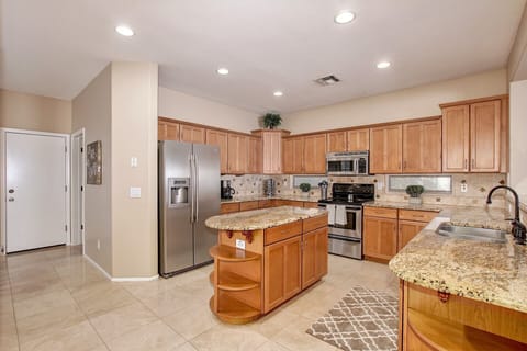 Well stocked Kitchen for meals and conversation.