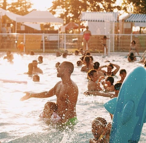 Seasonal outdoor pool, open 10:00 AM to 9:00 PM, sun loungers