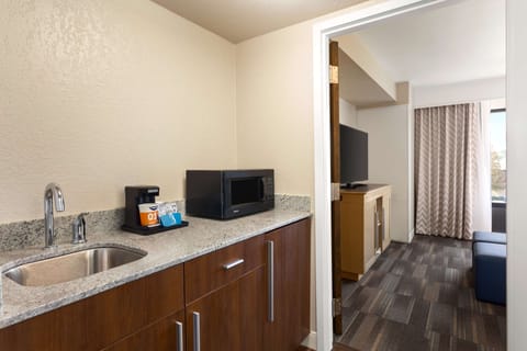 Desk, laptop workspace, blackout drapes, soundproofing