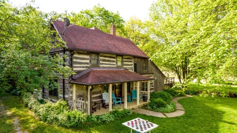 Enjoy the porch overlooking the pond.