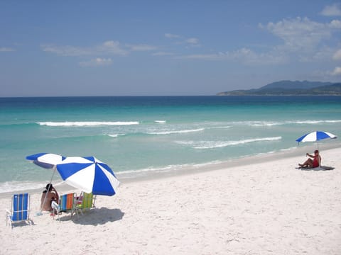 On the beach, white sand