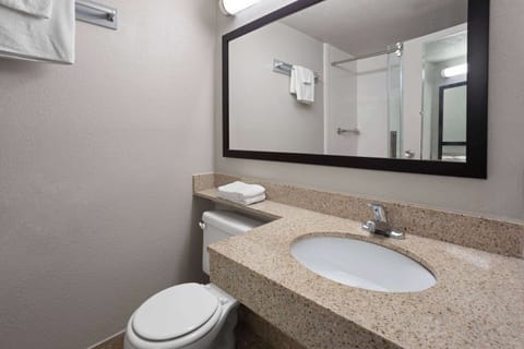 Combined shower/tub, free toiletries, hair dryer, towels