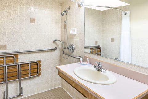 Room, 2 Queen Beds, Accessible, Non Smoking (Mobility Pet-Friendly) | Bathroom | Combined shower/tub, hair dryer, towels, soap