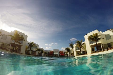 Outdoor pool, sun loungers