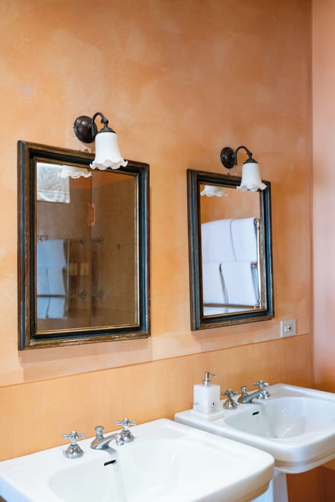 Hair dryer, bidet, towels, soap