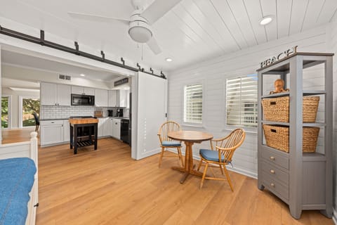 Barn doors close this room off for added privacy