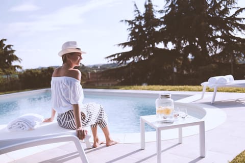 Outdoor pool, sun loungers