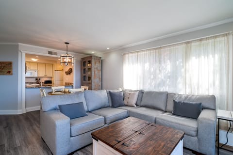 A large sectional sofa.