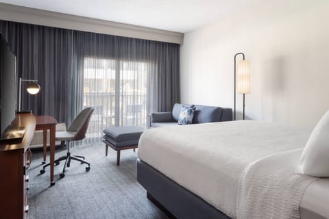 Premium bedding, desk, blackout drapes, iron/ironing board