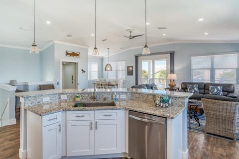 view from kitchen to LR and dining area