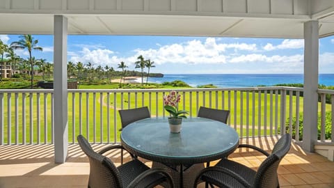 Poipu Sands at Poipu Kai Resort #521 - Beach View Covered Dining Lanai - Parrish Kauai