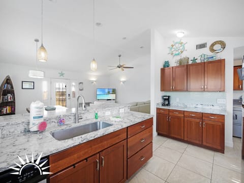 view from kitchen to living area