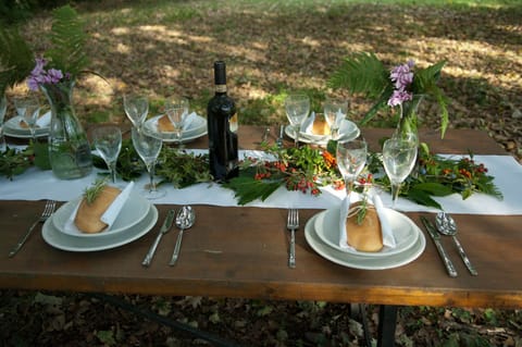 Dining al fresco under the great oak tree