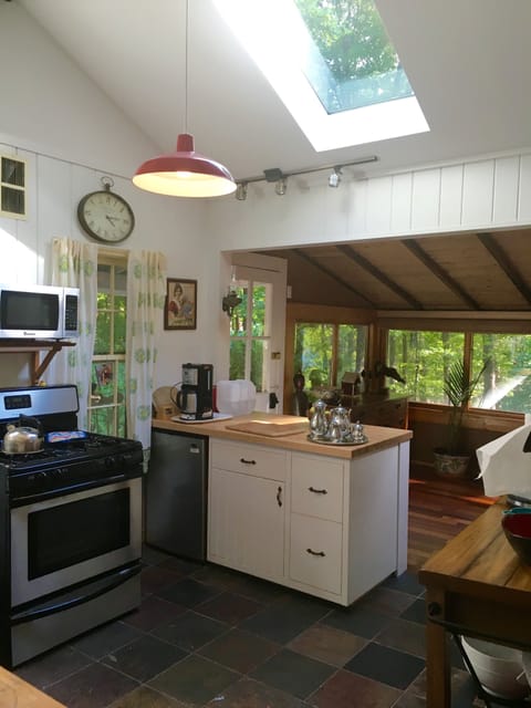 open kitchen with huge skylight!