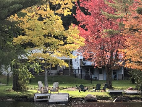 Cottage viewed from the water in October