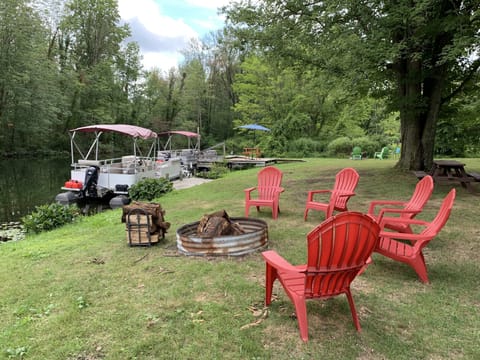 Campfire facing the channel in the back yard