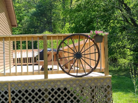 10 x 35 foot deck overlooking Tucker Creek. BBQ and picnic table.