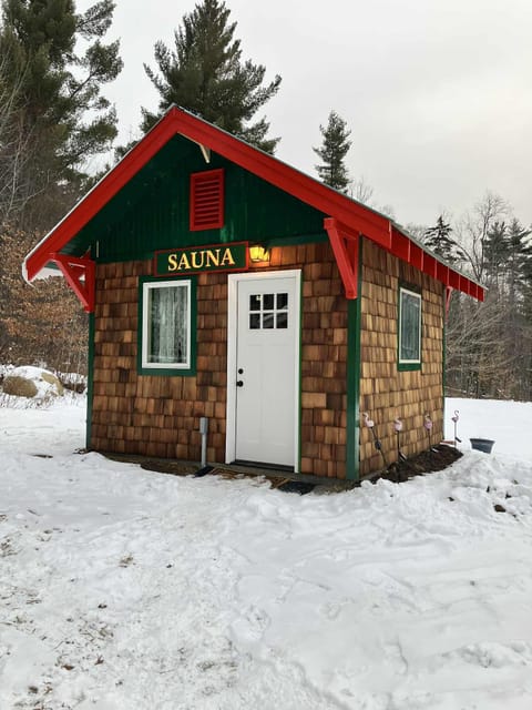 Sauna available for private booking experience, a short walk or drive from cabin