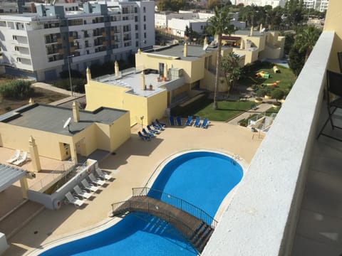 Looking down from balcony