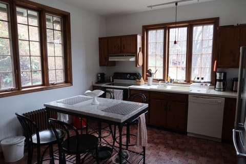 Fully stocked kitchen with induction range.  And lots of good, sharp knives.  