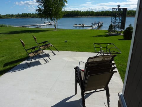 View of the Sturgeon Bay Channel. Private patio with magical sunsets