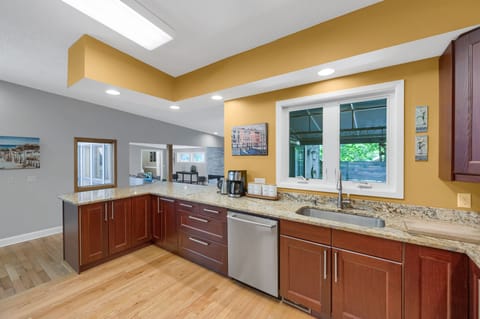 Kitchen with stainless steel appliances