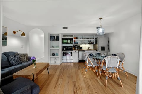 Living Space, Dining Table, and Kitchen