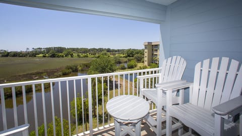 Private balcony with beautiful view of the ocean, marsh and lagoon
