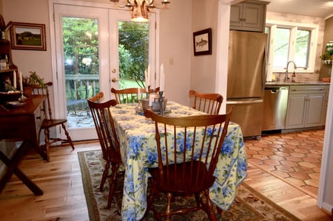 Dining Room with French doors to deck