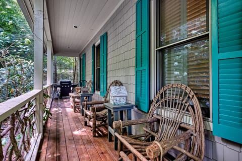 Relax in Adirondack chairs keeping grilling chef company on front porch