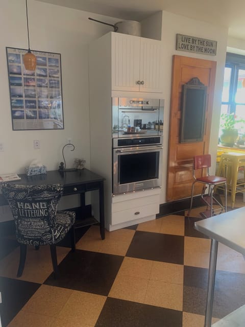 Large fully stocked kitchen, wall oven and microwave