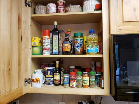 Most commonly used spices are usually available.