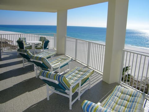 Beach view from wrap-around balcony, Windward Pointe 601, Orange Beach, Alabama