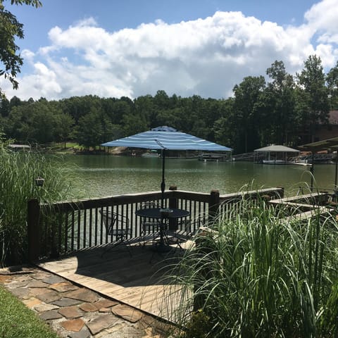 Dock deck at waters edge 