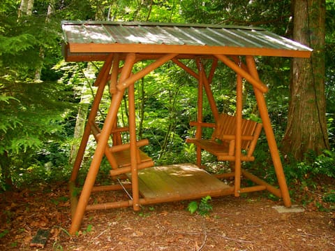 Lawn Swing with view of the creek in the ravine