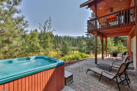 6 person hot tub overlooking the river 